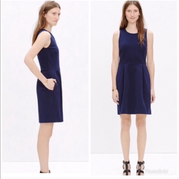 dark blue sleeveless dress